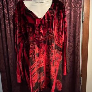 Scarlet Red Velvet Tunic